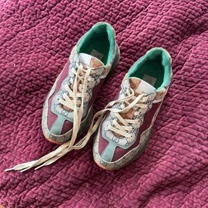 Gucci Multicolor GG Canvas Sneaker with Teal Interior